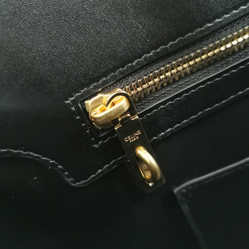 CONTI BAG 36 IN BLACK CALFSKIN GOLD HARDWARE