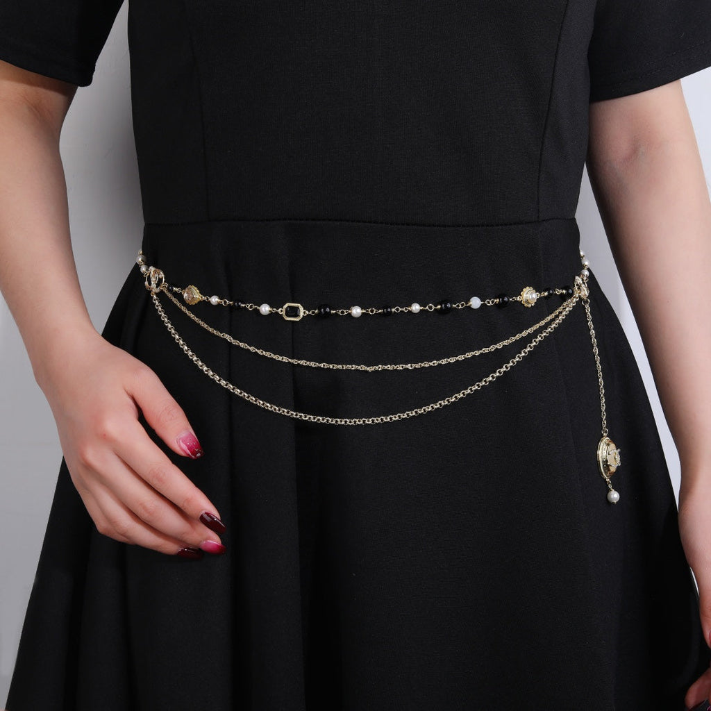 CHANEL 25S CHAIN BELT WITH PEARL 610546