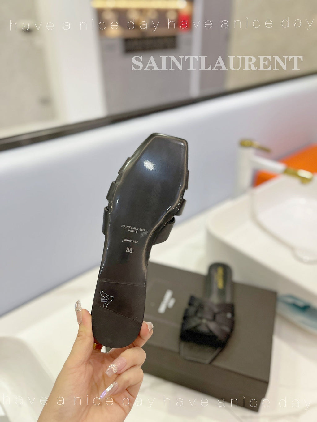 SL TRIBUTE SLIPPERS BLACK CALFSKIN