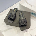SL TRIBUTE SLIPPERS BLACK CALFSKIN