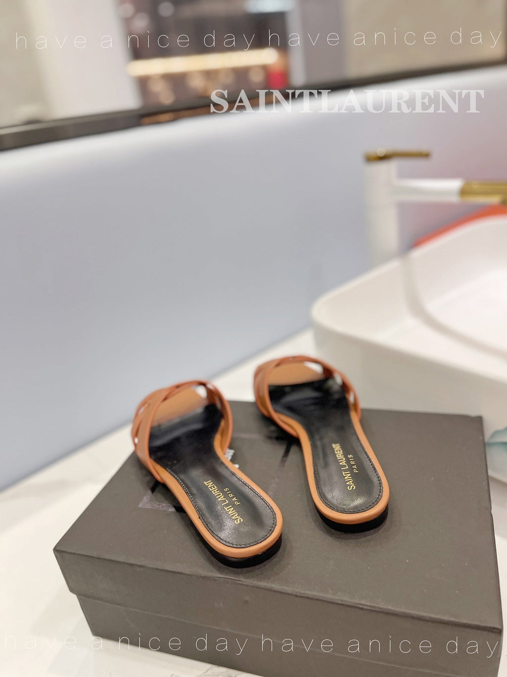 SL TRIBUTE SLIPPERS COPPER CALFSKIN
