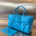 SMALL ARCO TOTE 30 IN CERULEAN BLUE SOFT LAMBSKIN
