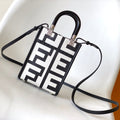 MINI SUNSHINE SHOPPER BAG 18 IN WHITE MIX BLACK SMOOTH CALFSKIN