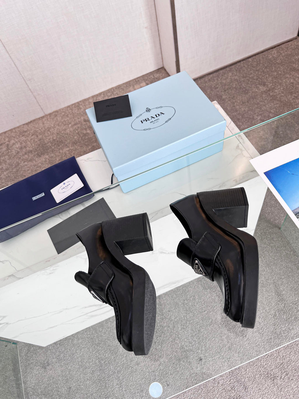 PRA CHOCOLATE BRUSHED LEATHER LOAFERS BLACK