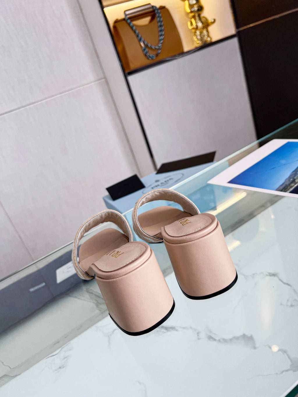 PRA EMBROIDERED SLIDES 65 BEIGE FABRIC