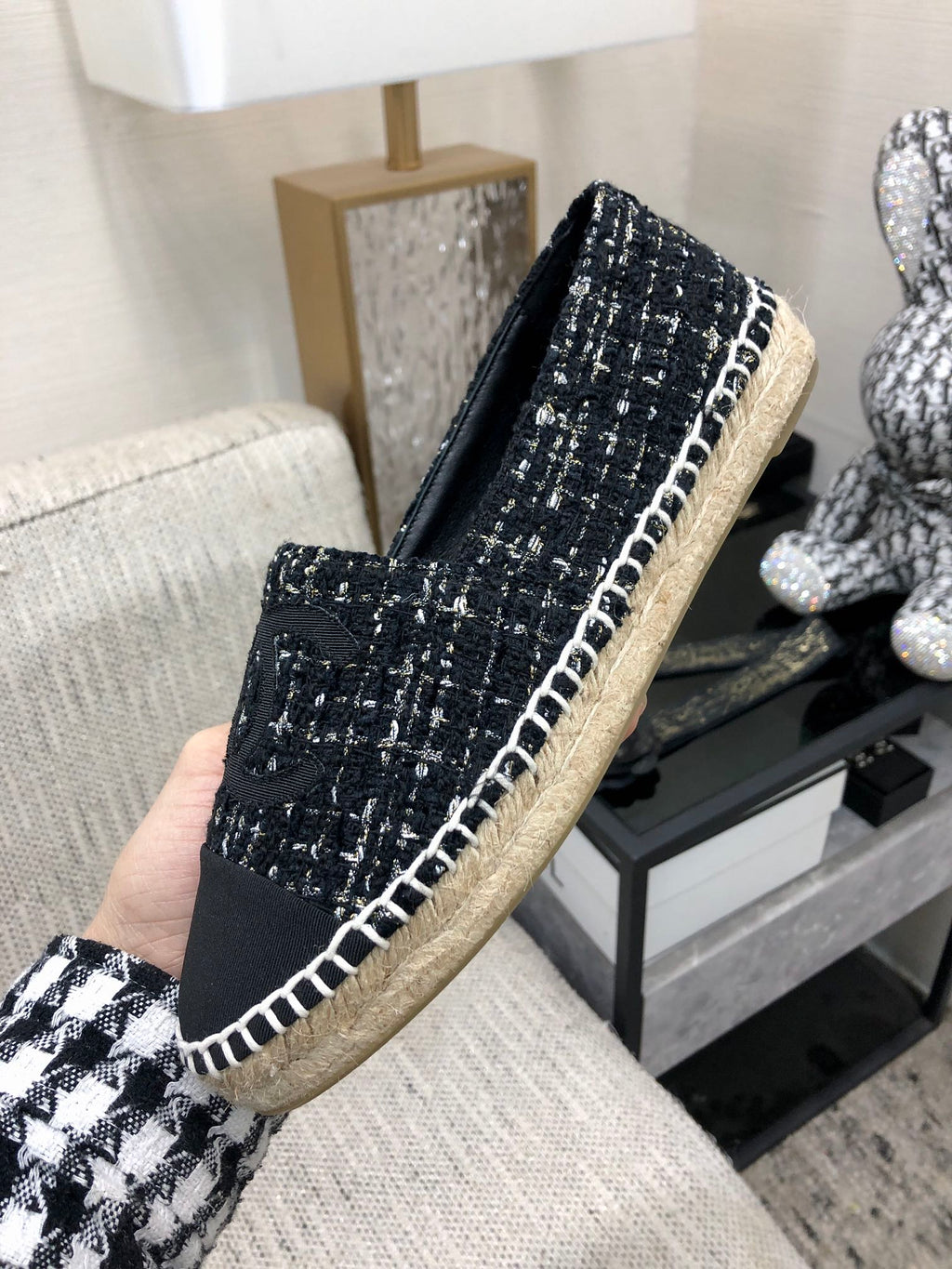 LOAFER IN BLACK MIX WHITE WOOL TWEED