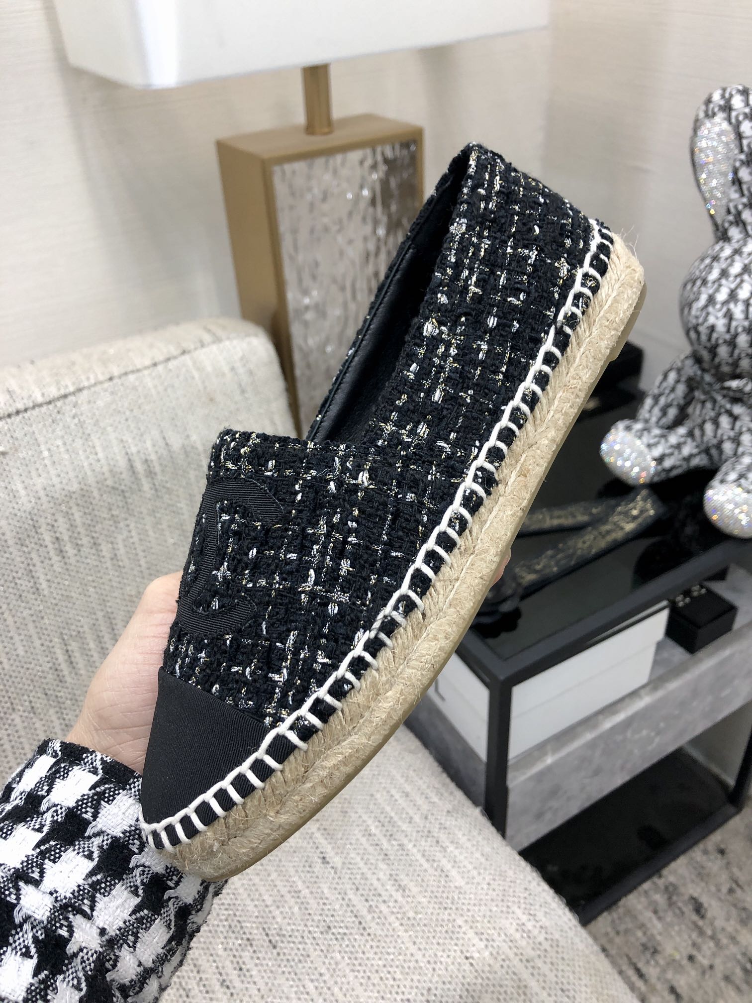 LOAFER IN BLACK MIX WHITE WOOL TWEED