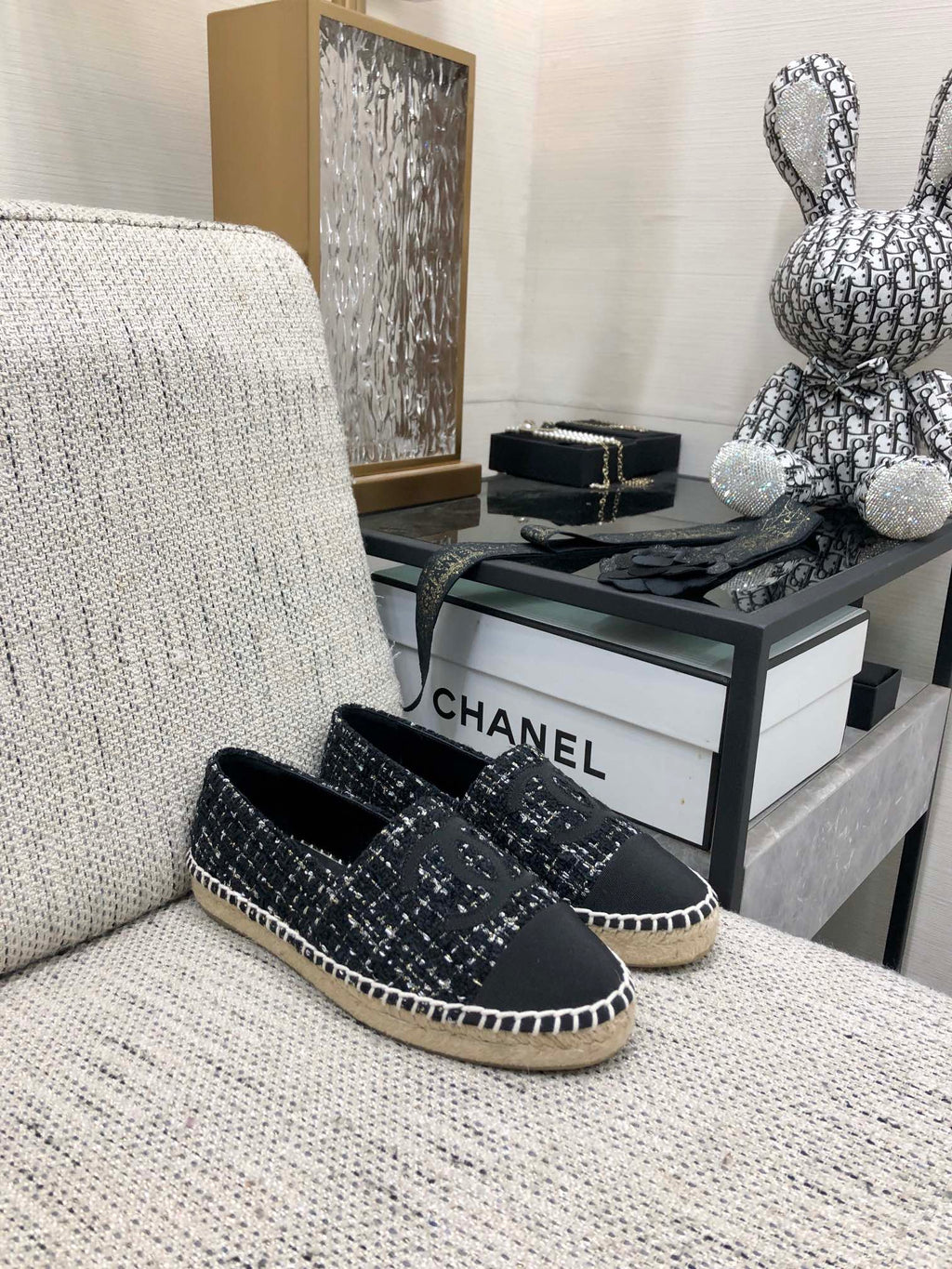 LOAFER IN BLACK MIX WHITE WOOL TWEED