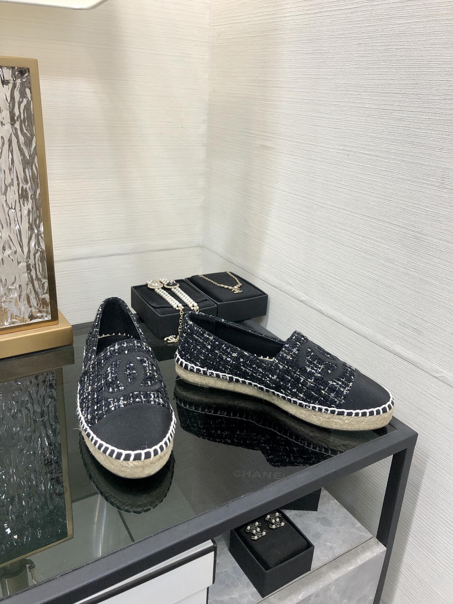 LOAFER IN BLACK MIX WHITE WOOL TWEED