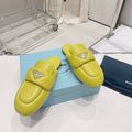 PRA SOFT PADDED NAPPA SHEARLING MULES LIME LAMBSKIN