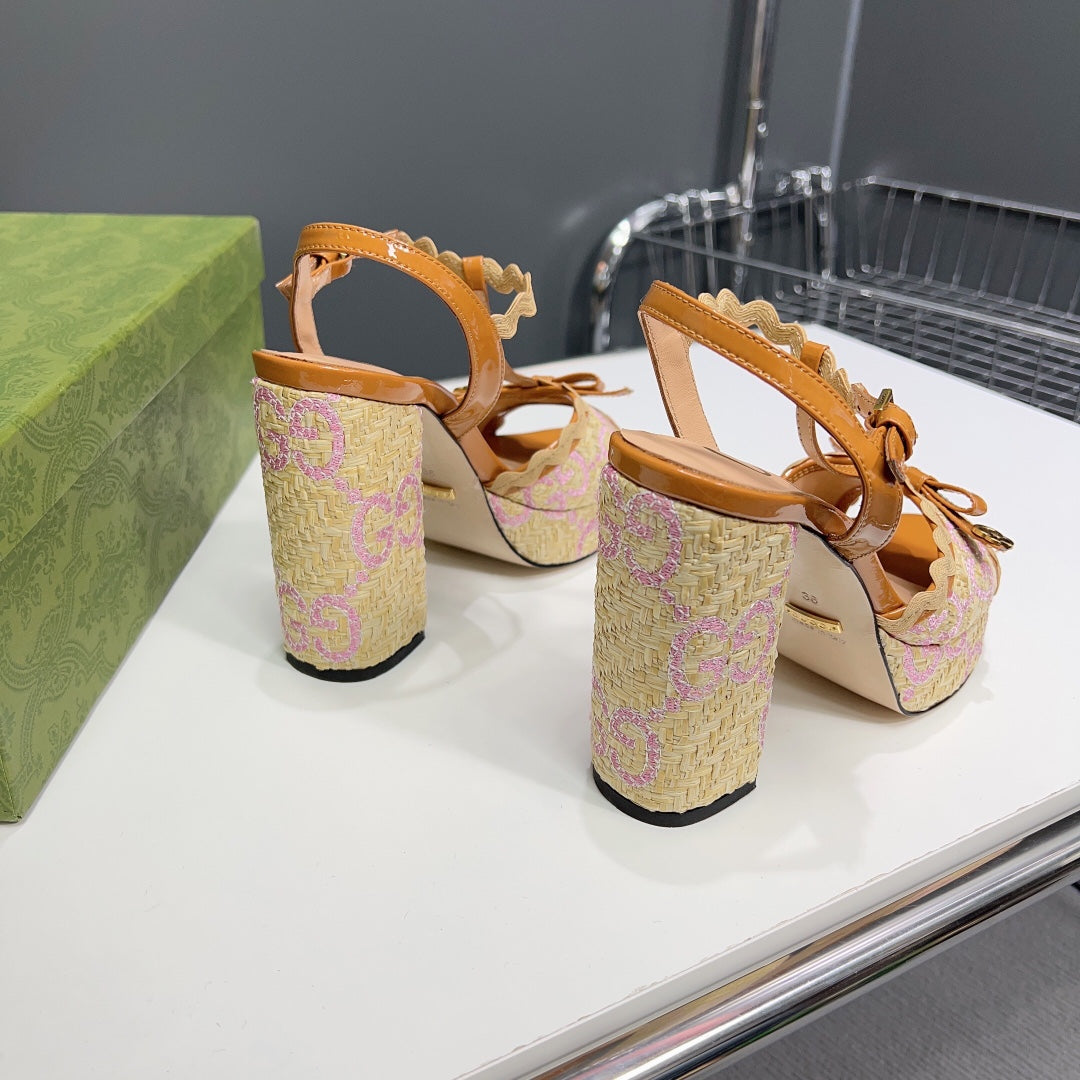 GG 105 HIGH HEEL SANDAL AMBER STRAW