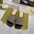 GG EXCLUSIVE SLIDE SANDAL BLACK AND CHARCOAL FABRIC