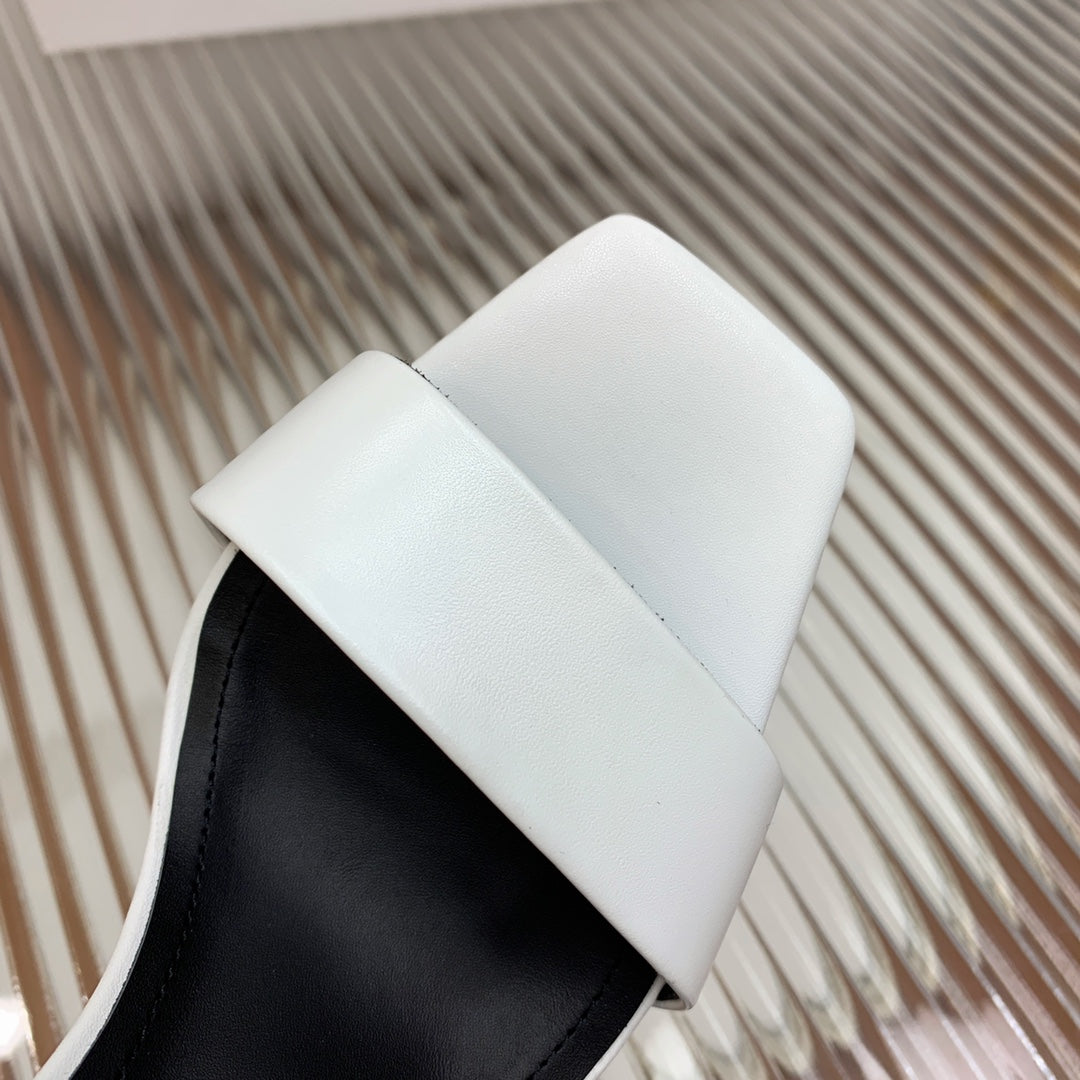 BALMAIN 25S CROSSOVER STRAP HIGH HEELS 95MM IN LIGHT GRAY CALFSKIN