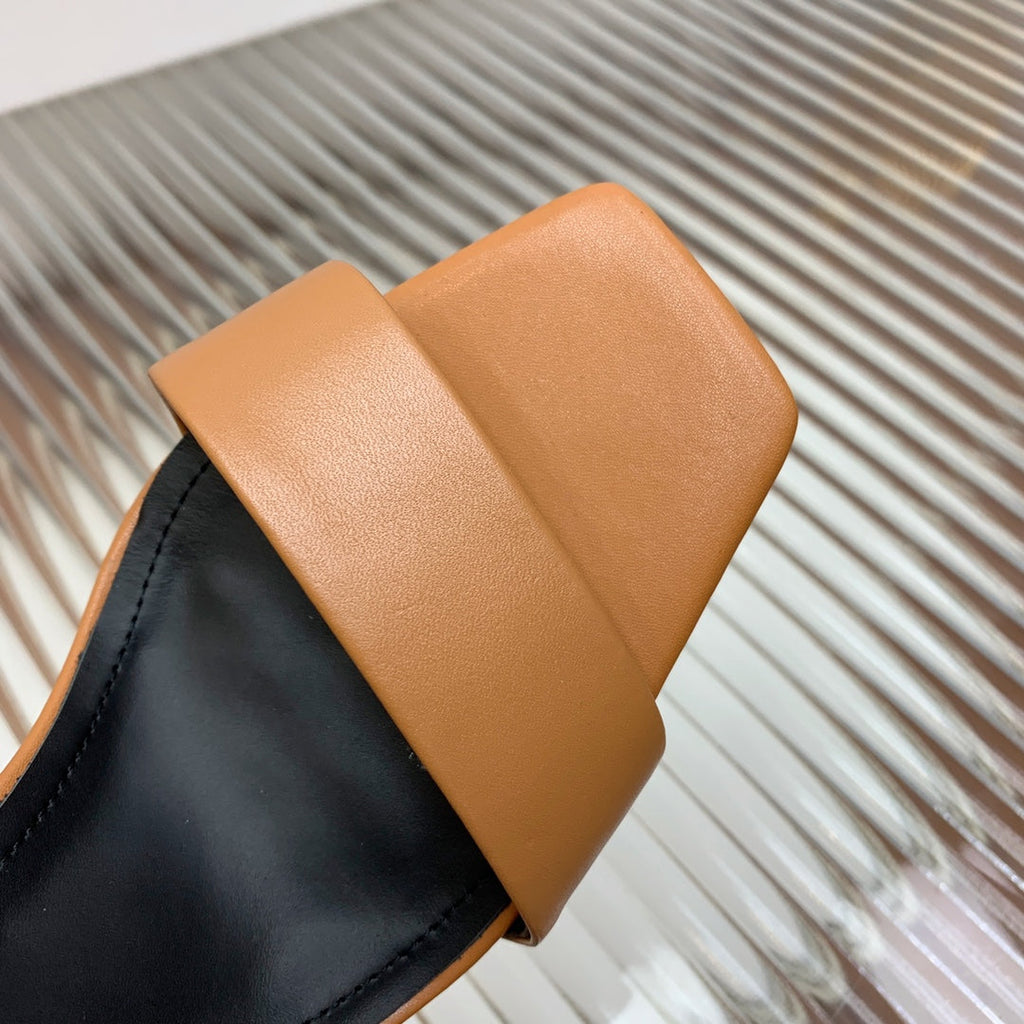 BALMAIN 25S CROSSOVER STRAP HIGH HEELS 95MM IN BROWN CALFSKIN