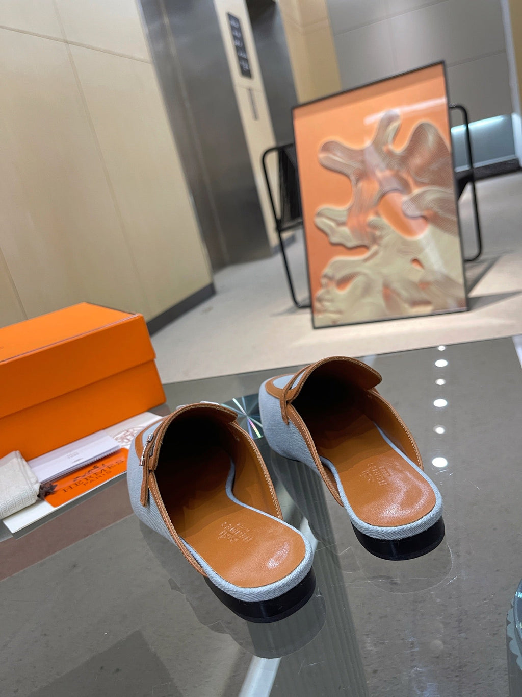 GROUPIE MULE TAWNY MIX SKY LAMBSKIN