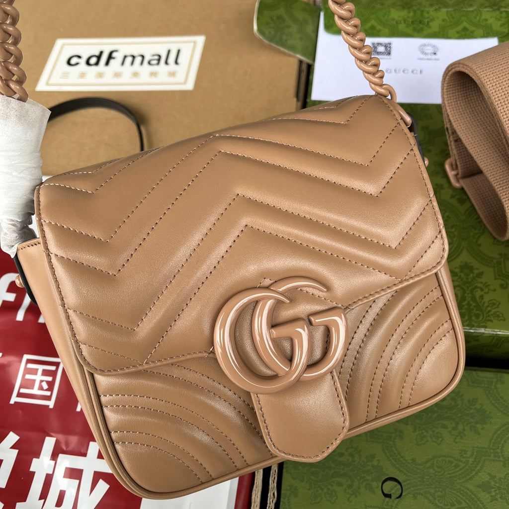 MARMONT QUILTED SHOULDER BAG 18 IN CIDER BROWN CALFSKIN