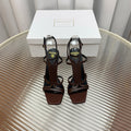 BALMAIN 25S MONETA SANDAL 95MM IN DARK BROWN CALFSKIN