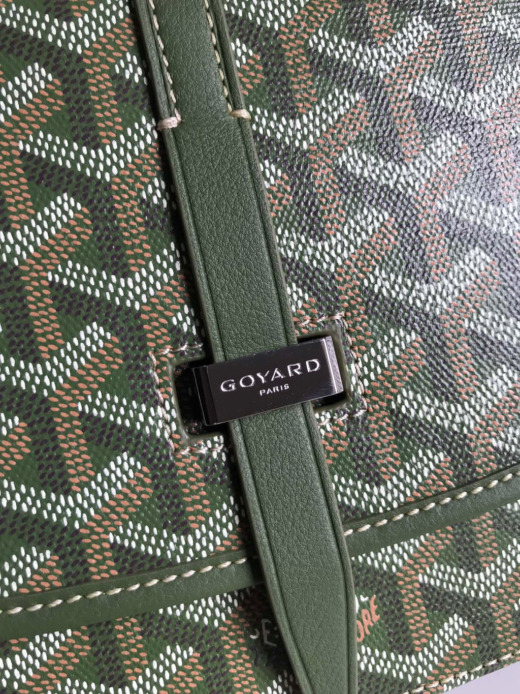 BELVEDERE MM BAG 21 IN GREEN GOYARDINE CANVAS AND CALFSKIN