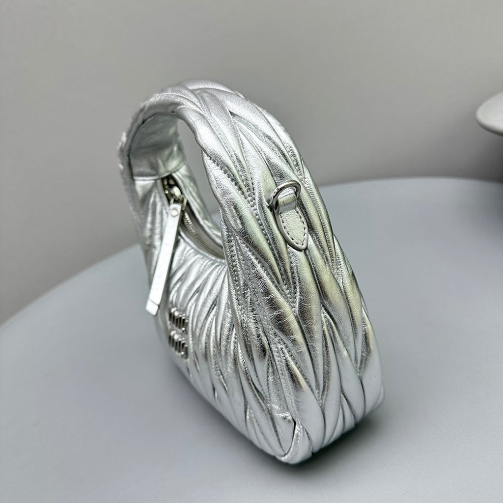 MINI HOBO 20 BAG IN SILVER SHEEPSKIN