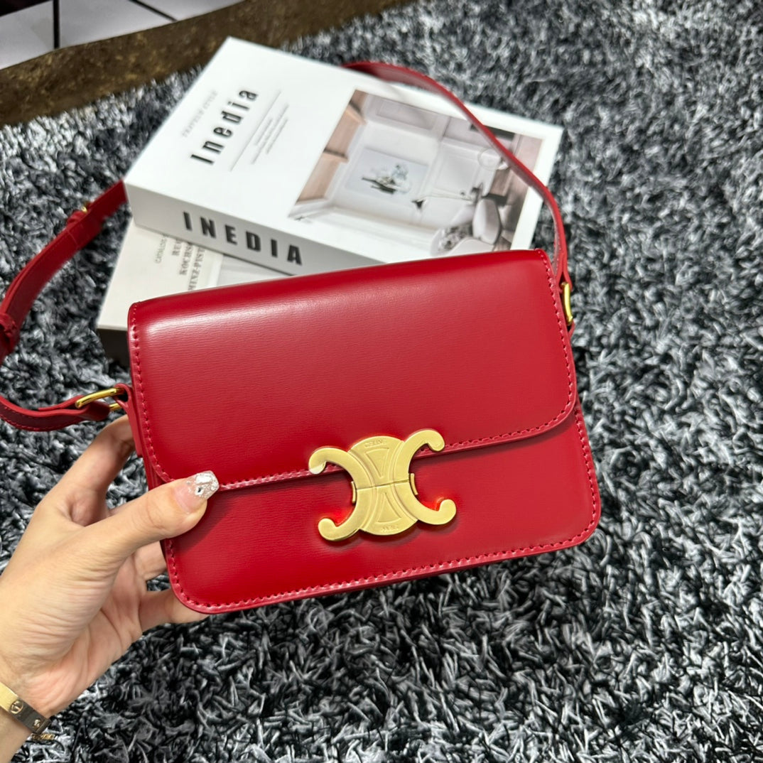 TRIOMPHE TEEN 18 CHERRY RED COWHIDE LEATHER