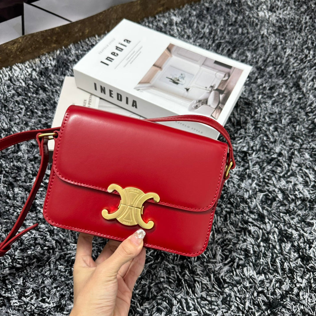 TRIOMPHE TEEN 18 CHERRY RED COWHIDE LEATHER