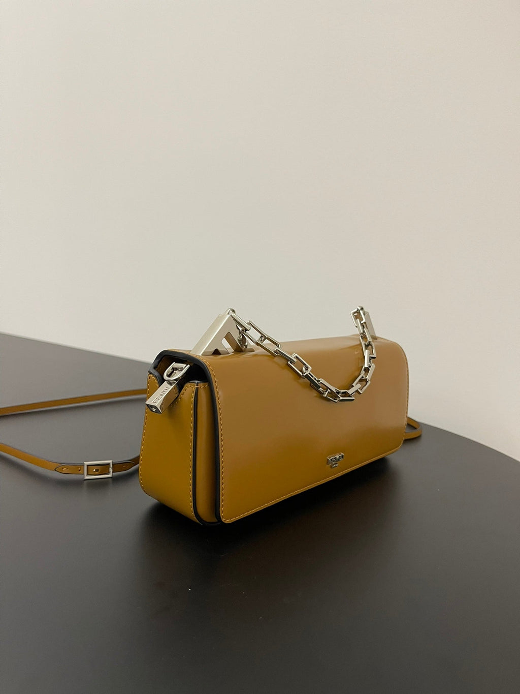 FENDI MINI FIRST SIGHT 23 BAG IN COPPER BROWN CALFSKIN WITH SILVER HARDWARE