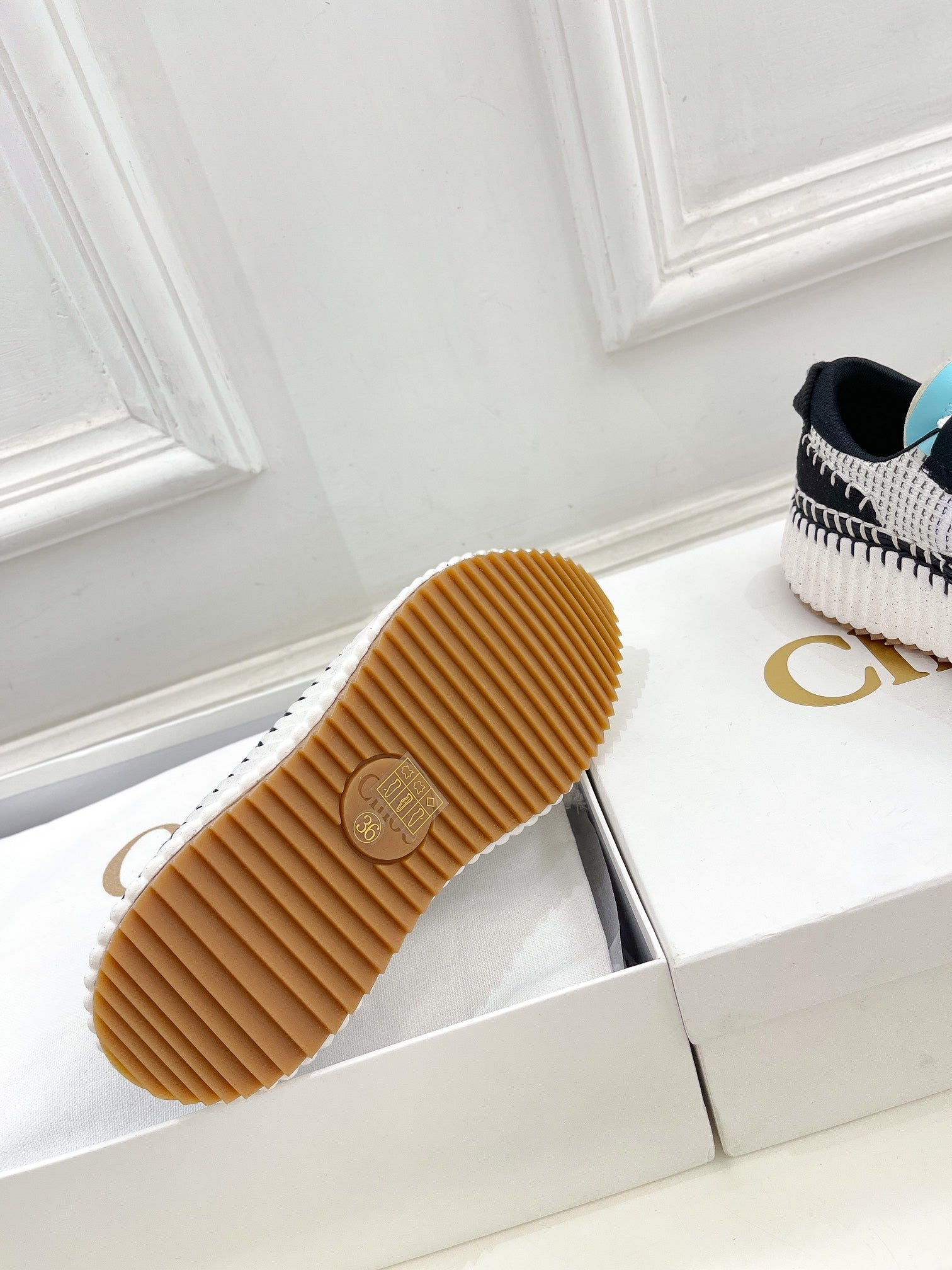 CHLOÉ NAMA SNEAKER IN BLACK MIX COLORFUL SPECIAL FABRIC