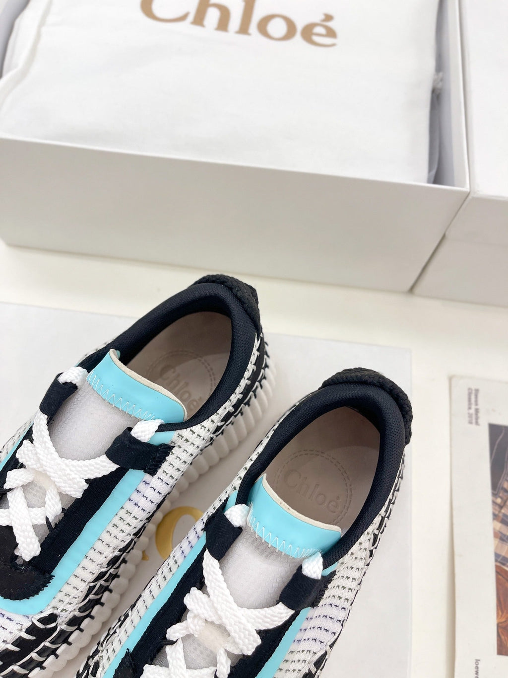 CHLOÉ NAMA SNEAKER IN BLACK MIX COLORFUL SPECIAL FABRIC