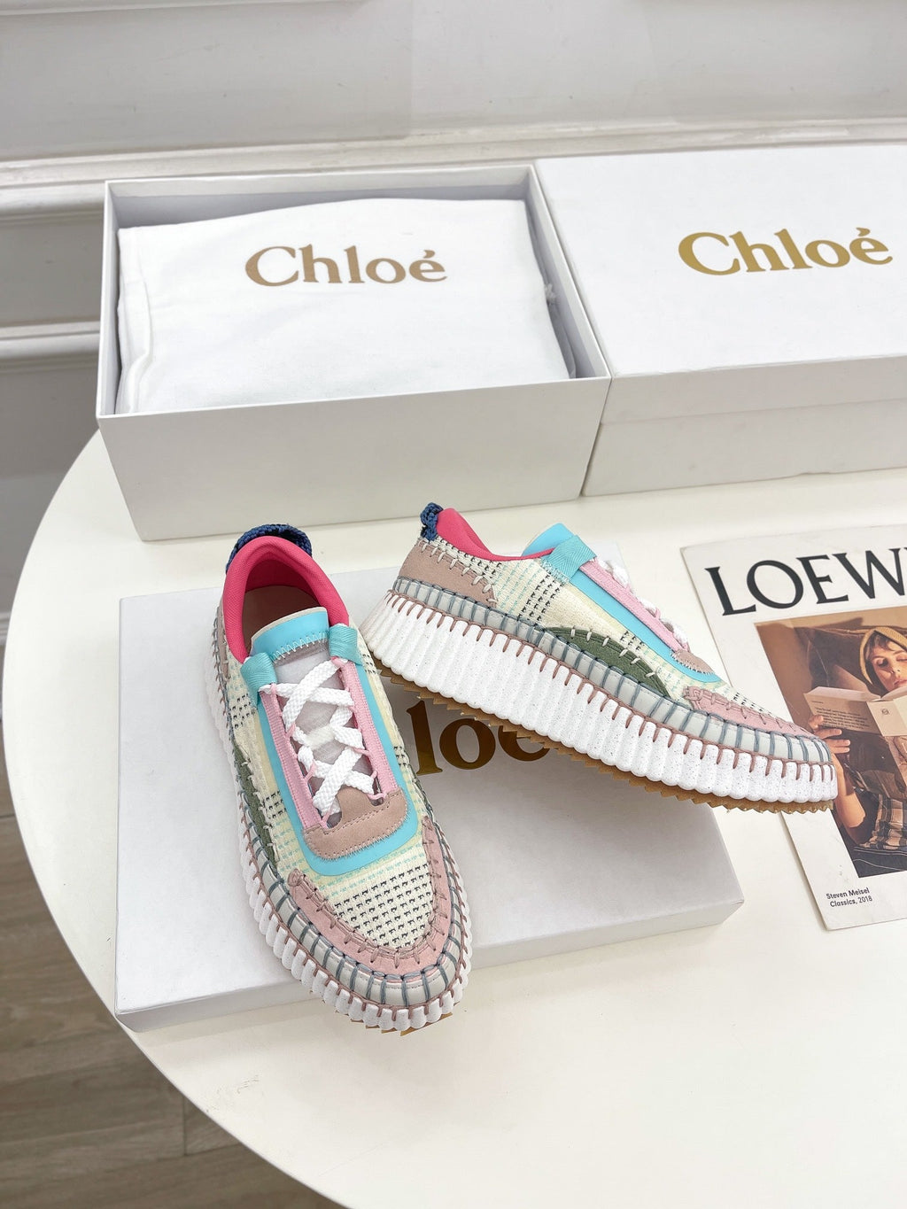 CHLOÉ NAMA SNEAKER IN COLORFUL SPECIAL FABRIC