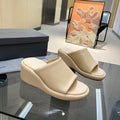 WEDGE SANDALS IN BEIGE SOFT LAMBSKIN