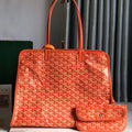 HARDY PM BAG 40 IN ORANGE GOYARDINE CANVAS AND TAURILLON LEATHER TRIM