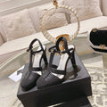 Double C  Heeled Sandals Black Lambskin