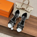 H - CLASSIC SANDAL 125 BLACK MIX WHITE LAMBSKIN