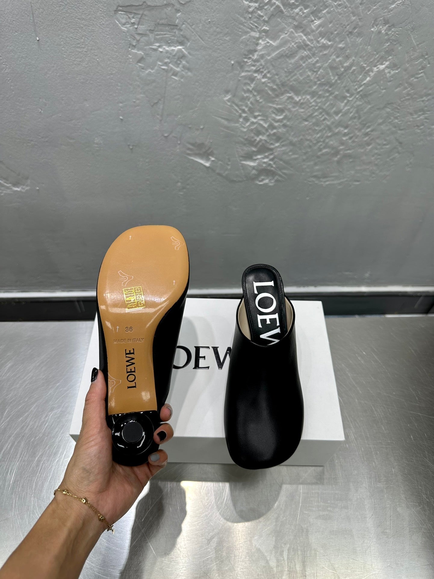 LW TOY MULE 55 BLACK CALFSKIN