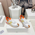 FLOW RUNNER SNEAKER IN PALE GRAY MIX VIVID ORANGE SUEDE AND SHEEPSKIN