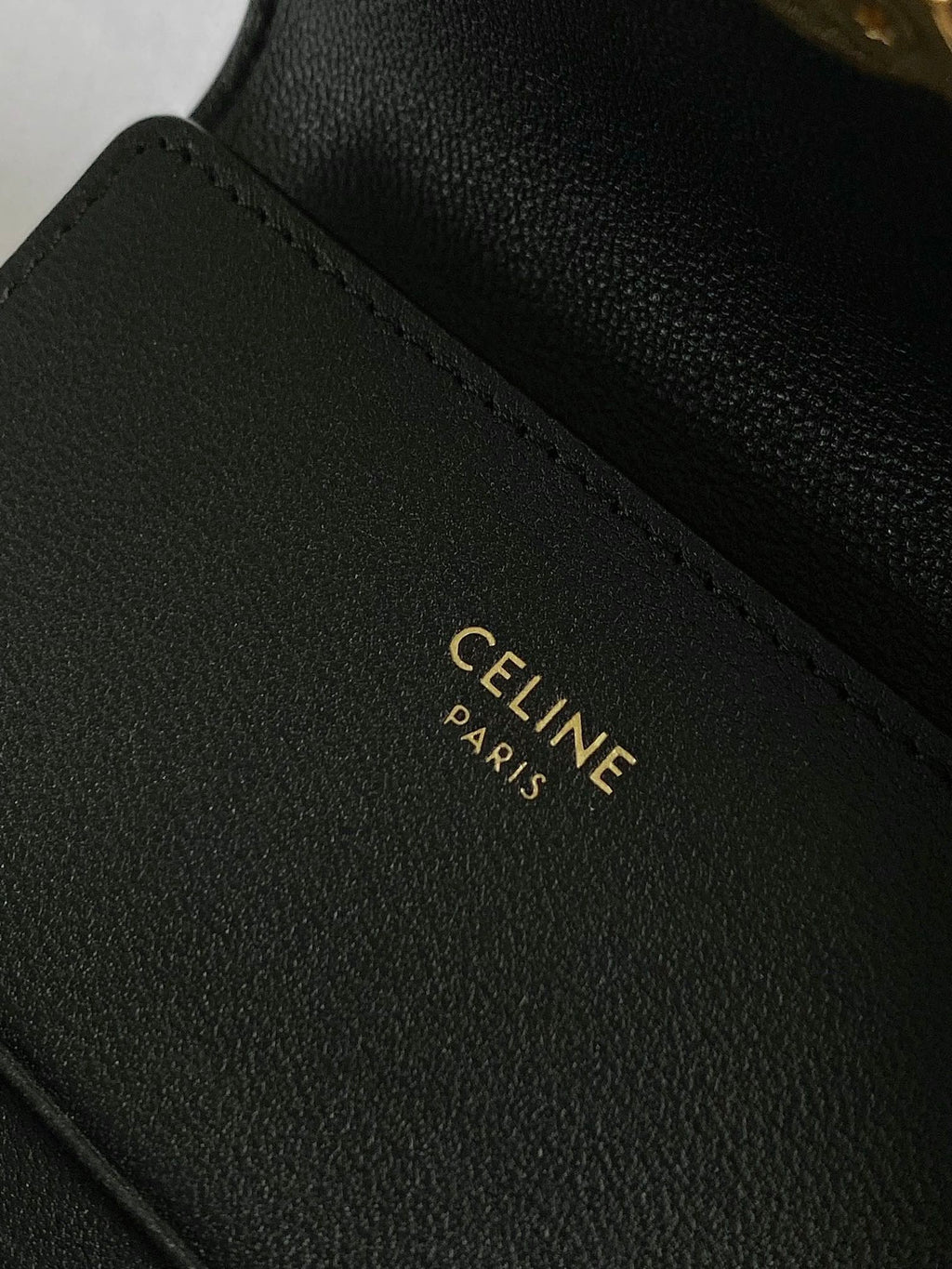 TRIOMPHE 9 WALLET TWO-IN-ONE BLACK CALFSKIN