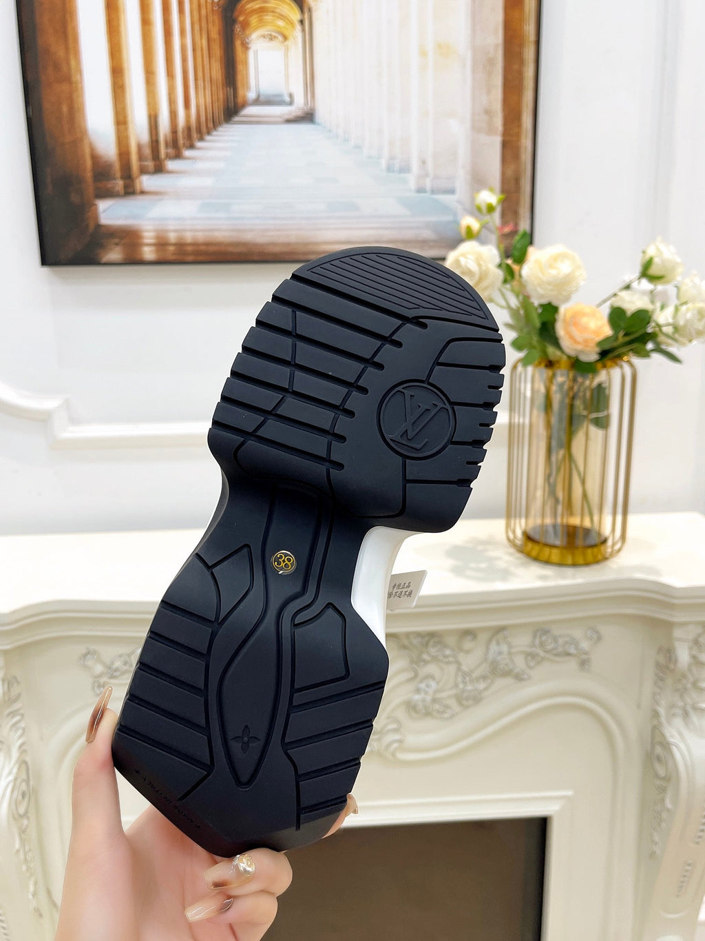 LV ARCHLIGHT 2.0 PLATFORM SNEAKER IN WHITE MIX CHOCOLATE BROWN MIX OF MATERIALS