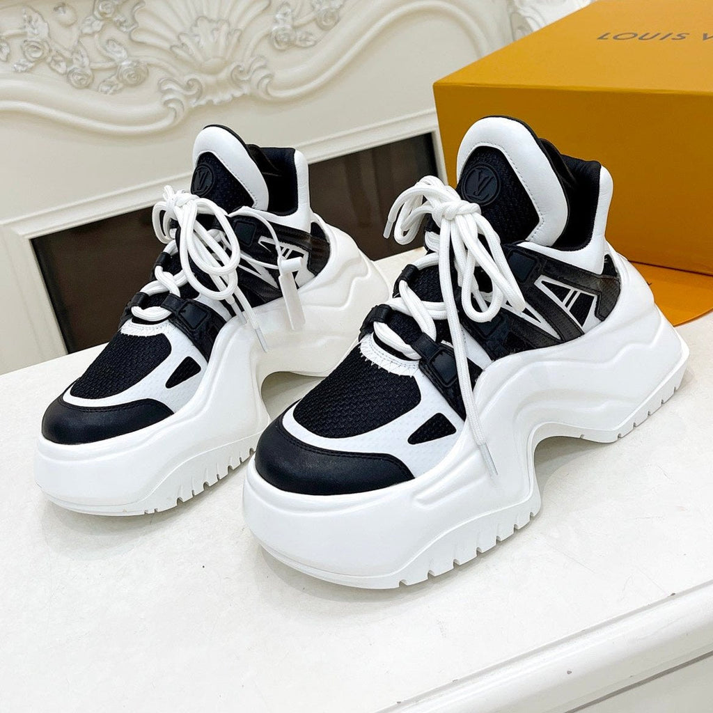 LV ARCHLIGHT 2.0 PLATFORM SNEAKER IN WHITE MIX BLACK MIX OF MATERIALS