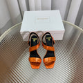 BALMAIN 25S HIGH HEEL SANDALS 95MM IN BURNT ORANGE GLOSSY CALFSKIN