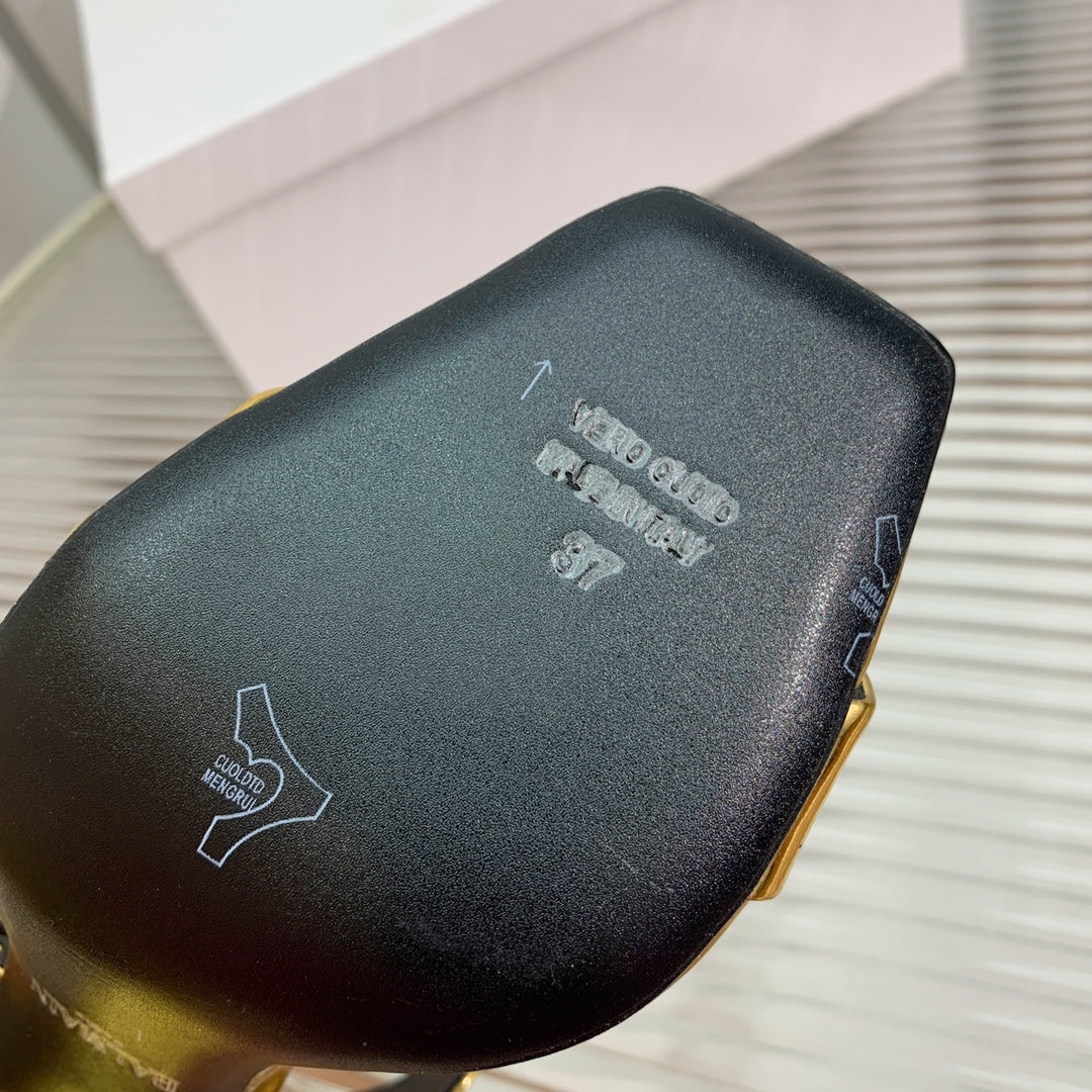 BALMAIN 25S HIGH HEEL SANDALS 95MM IN GOLD GLOSSY CALFSKIN