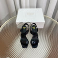 BALMAIN 25S HIGH HEEL SANDALS 95MM IN BLACK GLOSSY CALFSKIN