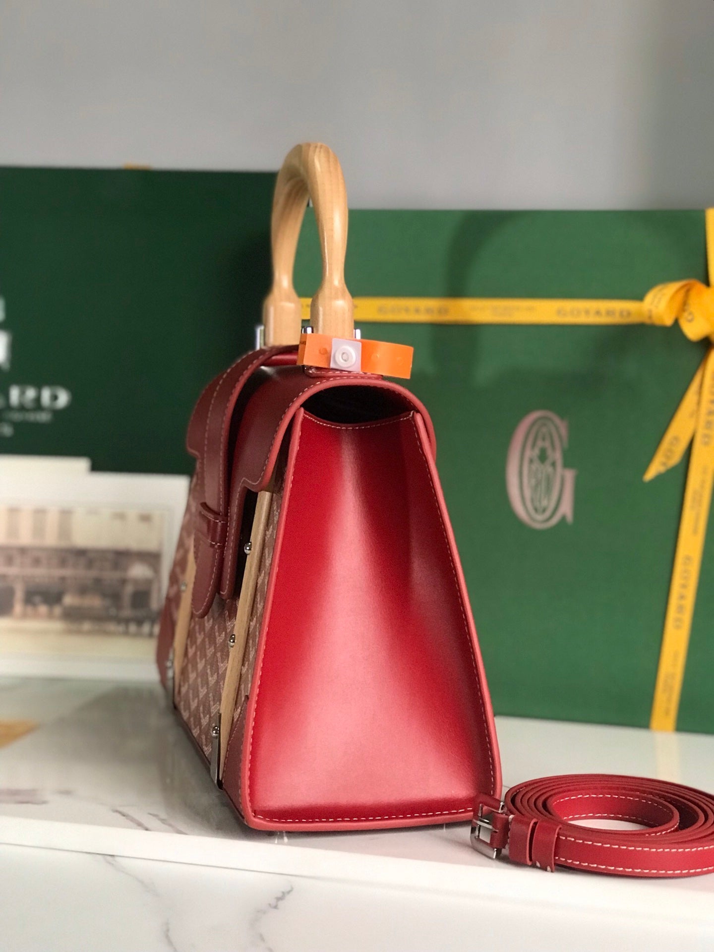 SAÏGON PM BAG 28 IN PERSIAN RED GOYARDINE CANVAS AND CALFSKIN