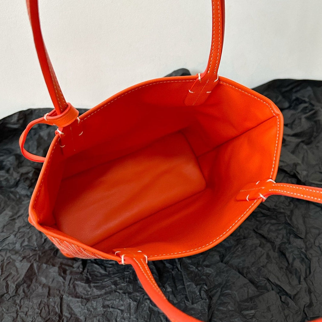 ANJOU MINI BAG 20 IN RED ORANGE GOYARDINE CANVAS AND CALFSKIN