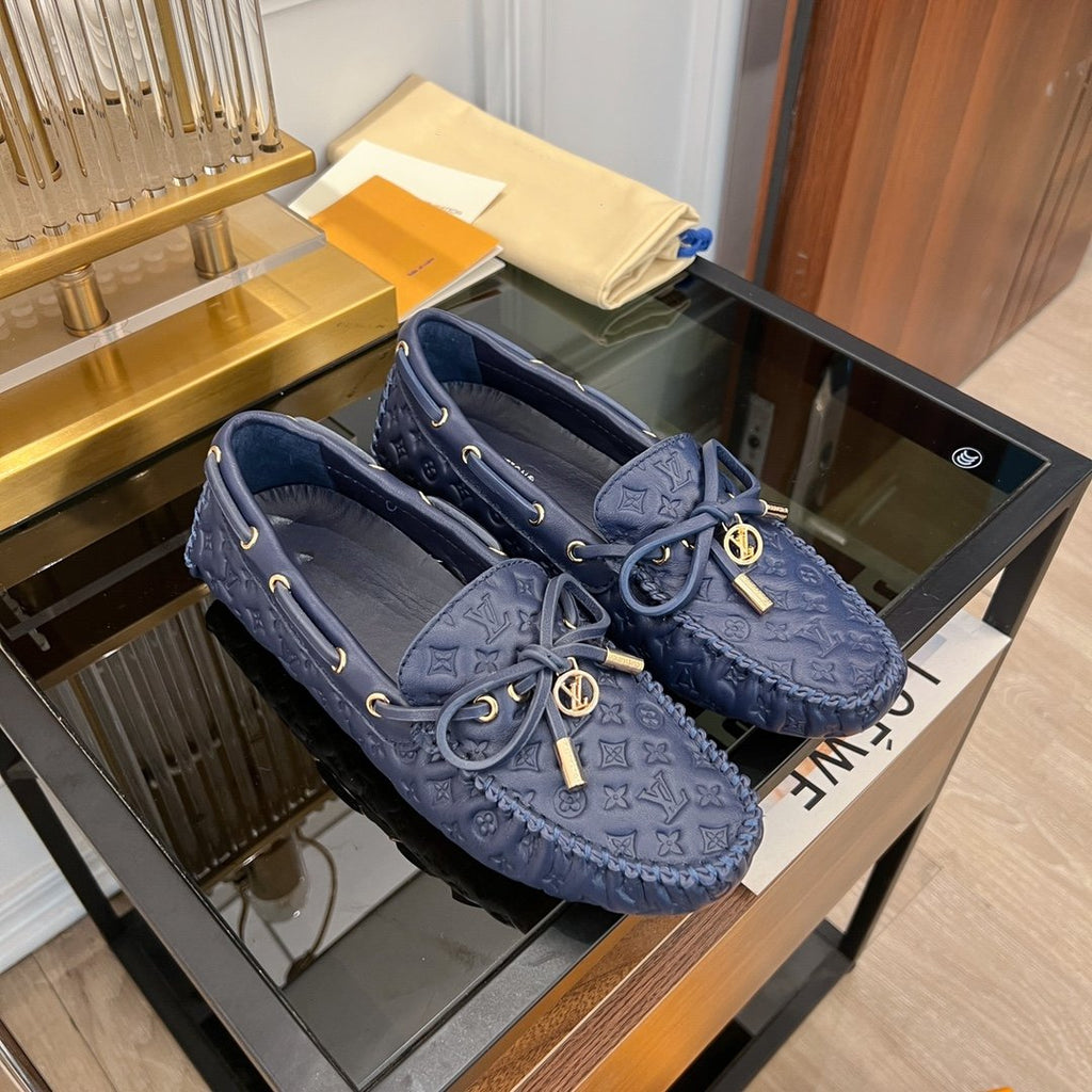 LV GLORIA FLAT LOAFER LOGO STAMPING DARK BLUE