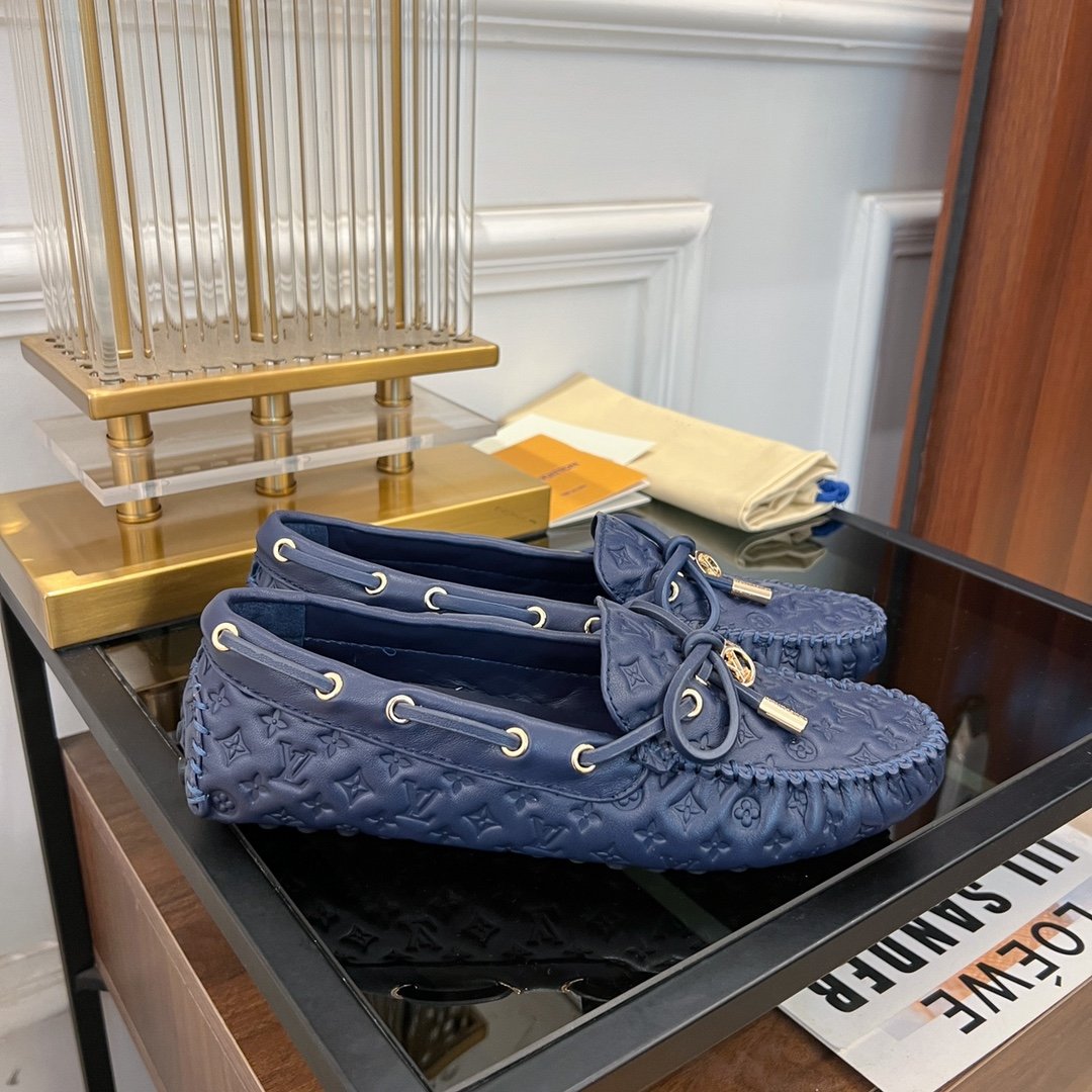 LV GLORIA FLAT LOAFER LOGO STAMPING DARK BLUE