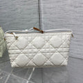 TRAVEL NOMAD POUCH 22 IN WHITE MACROCANNAGE LAMBSKIN GOLD HARDWARE