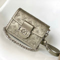 LV 25S MINI DAUPHINE BAG 20 IN BEIGE GRAY MOONOGRAM CALFSKIN SHIMMERING METALLIC GOLD