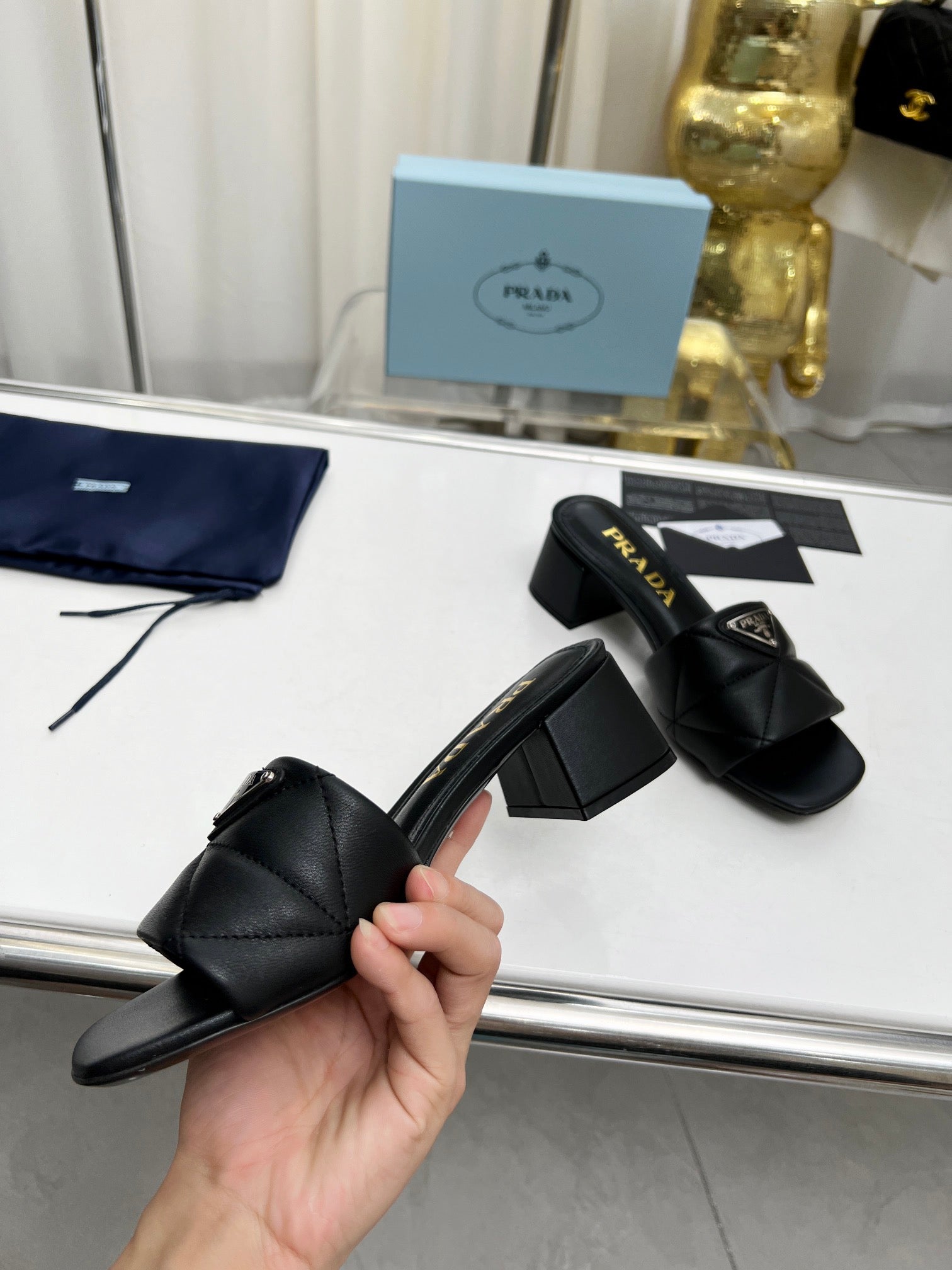 PRA EMBROIDERED SANDALS 45 BLACK LAMBSKIN