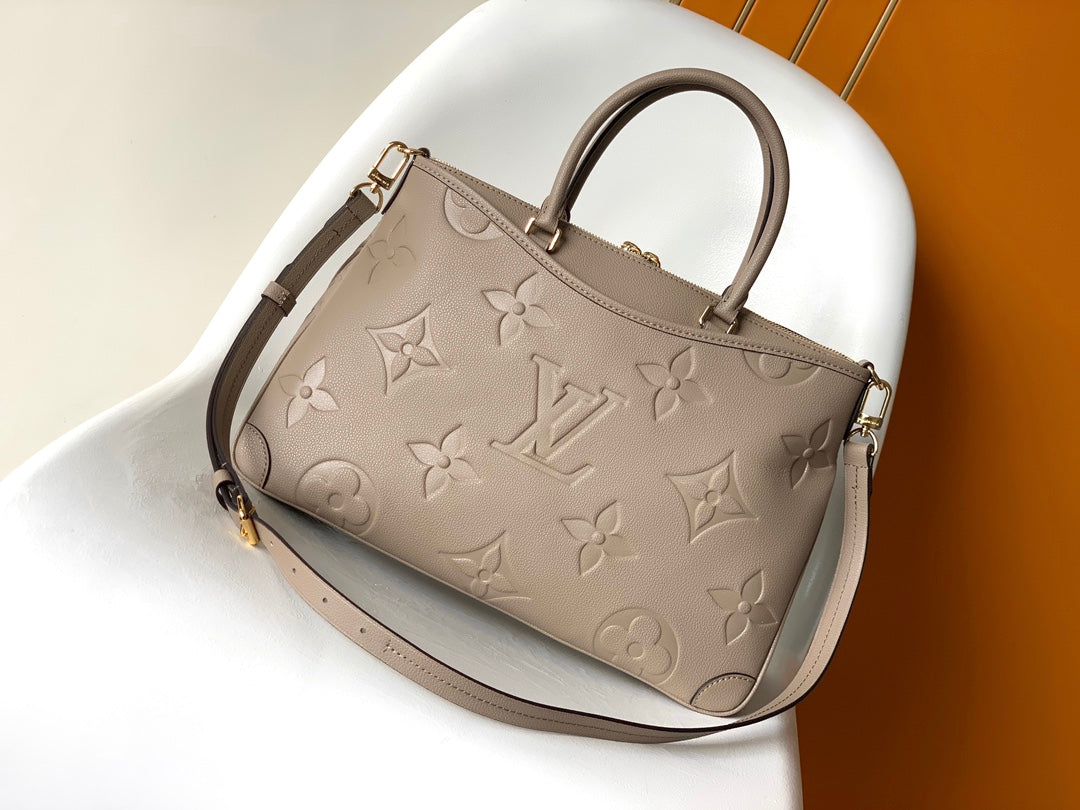 LV 25S TRIANON MM BAG 36 IN WARM TAUPE CALFSKIN GOLD HARDWARE