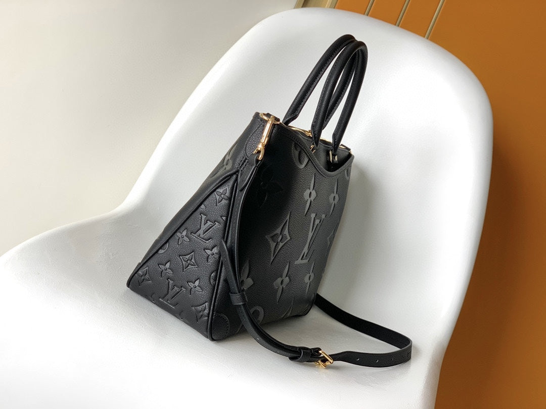 LV 25S TRIANON MM BAG 36 IN BLACK CALFSKIN GOLD HARDWARE